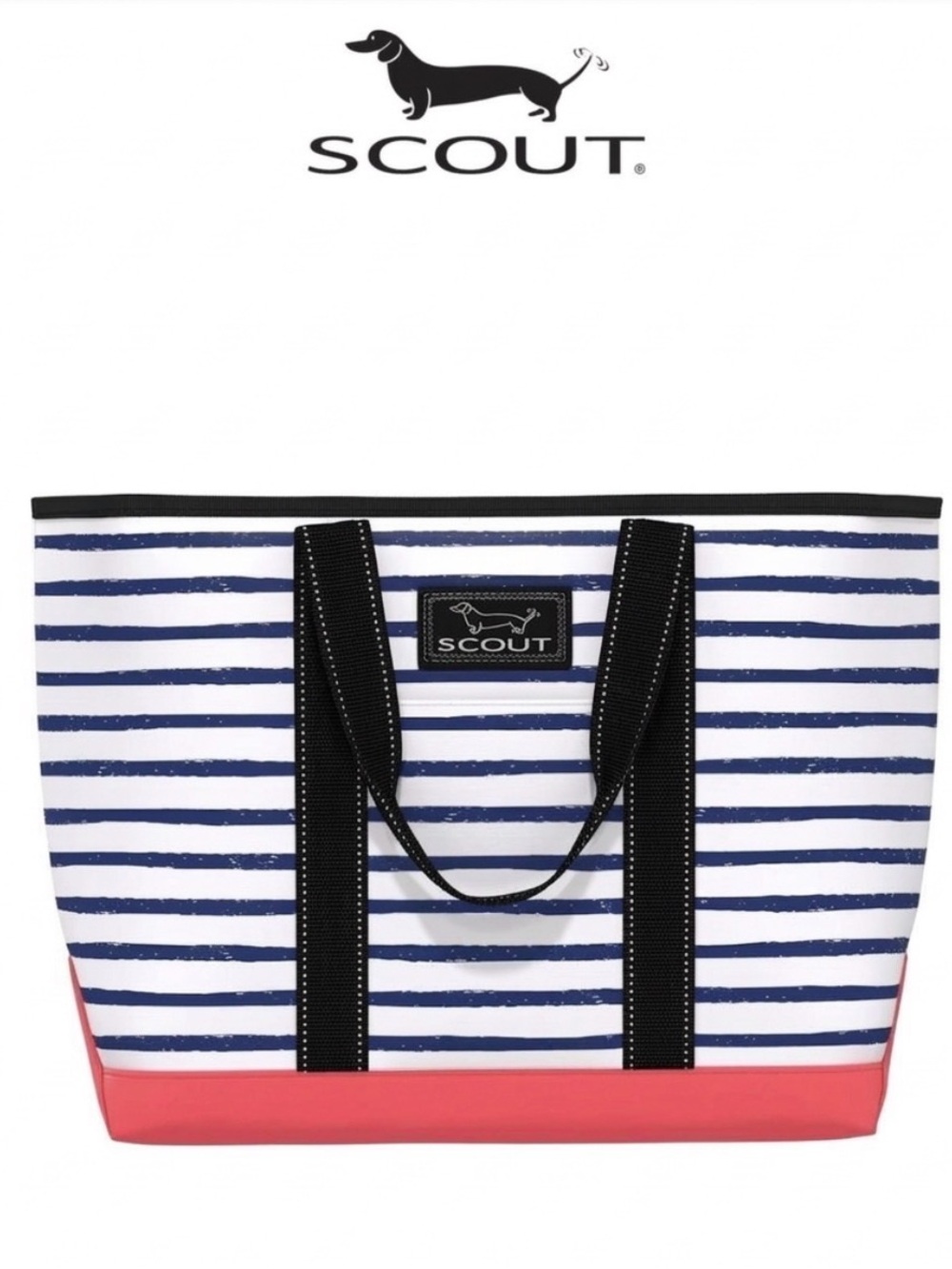 NWT Scout La Bamba Navy Stripe and Coral Slim Tote Bag - L